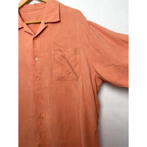 Bugatchi Uomo Short Sleeve Button Up Front Coral Mens XLarge - Picture 2 of 7